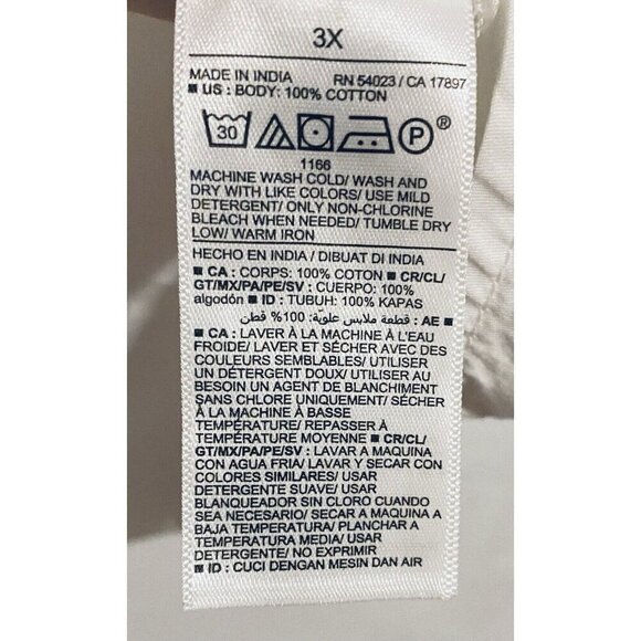 Old Navy Top Womens 3X White Button Up Long Sleeve Smocked Cotton Poplin Classic - Picture 5 of 6